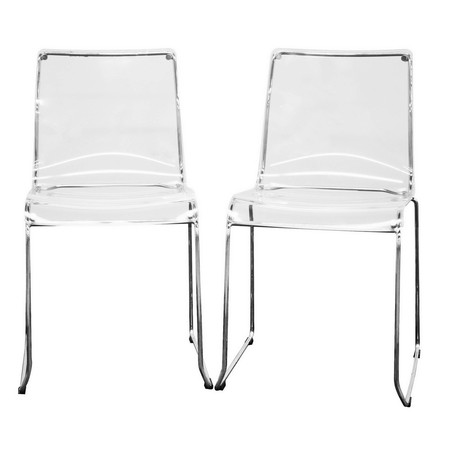 BAXTON STUDIO Lino Transparent Clear Acrylic Dining Chair, PK2 49-3417